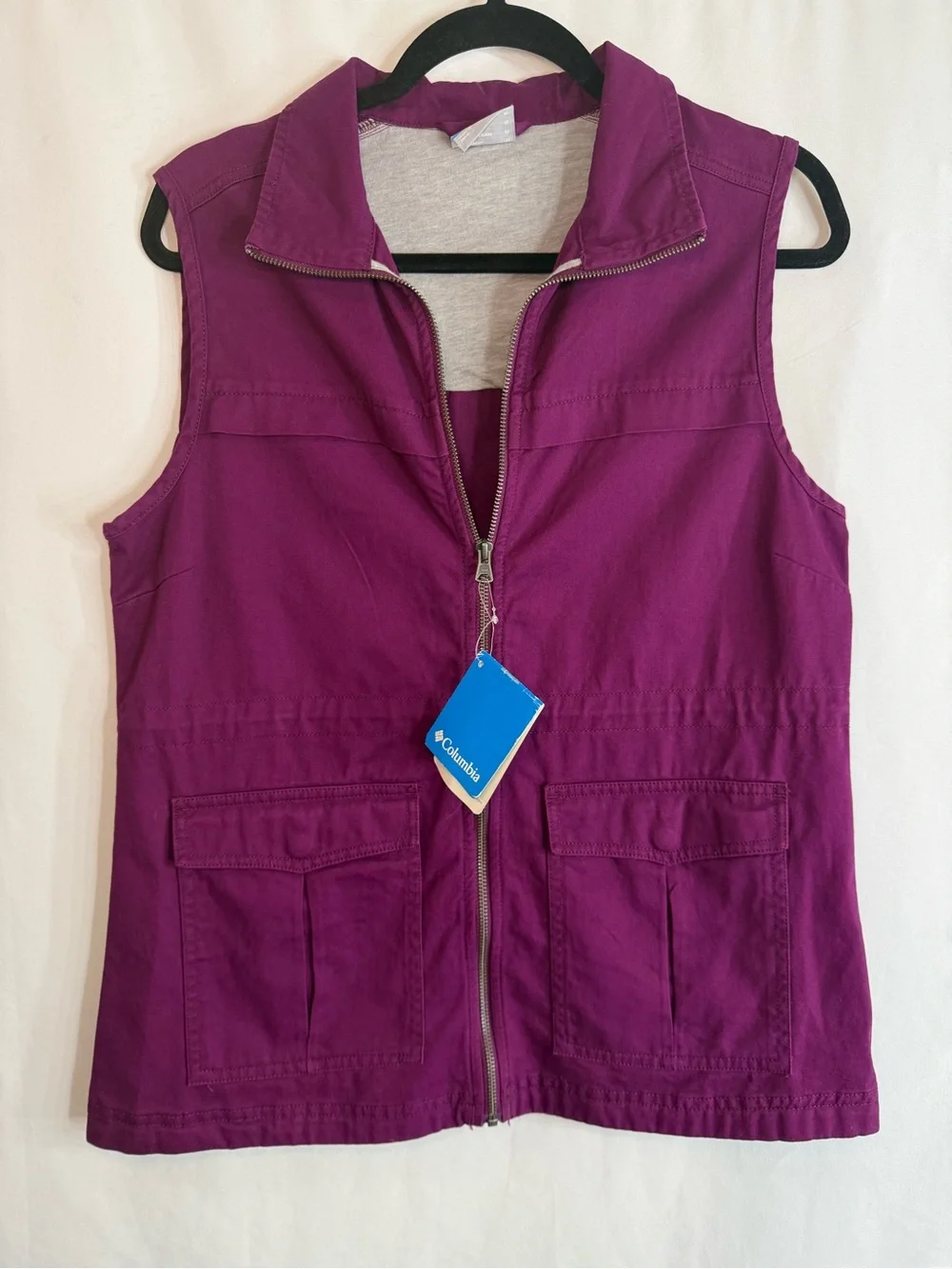 NEW Columbia Purple Full Zip Cotton Canvas Riverfront Utility Vest, size M